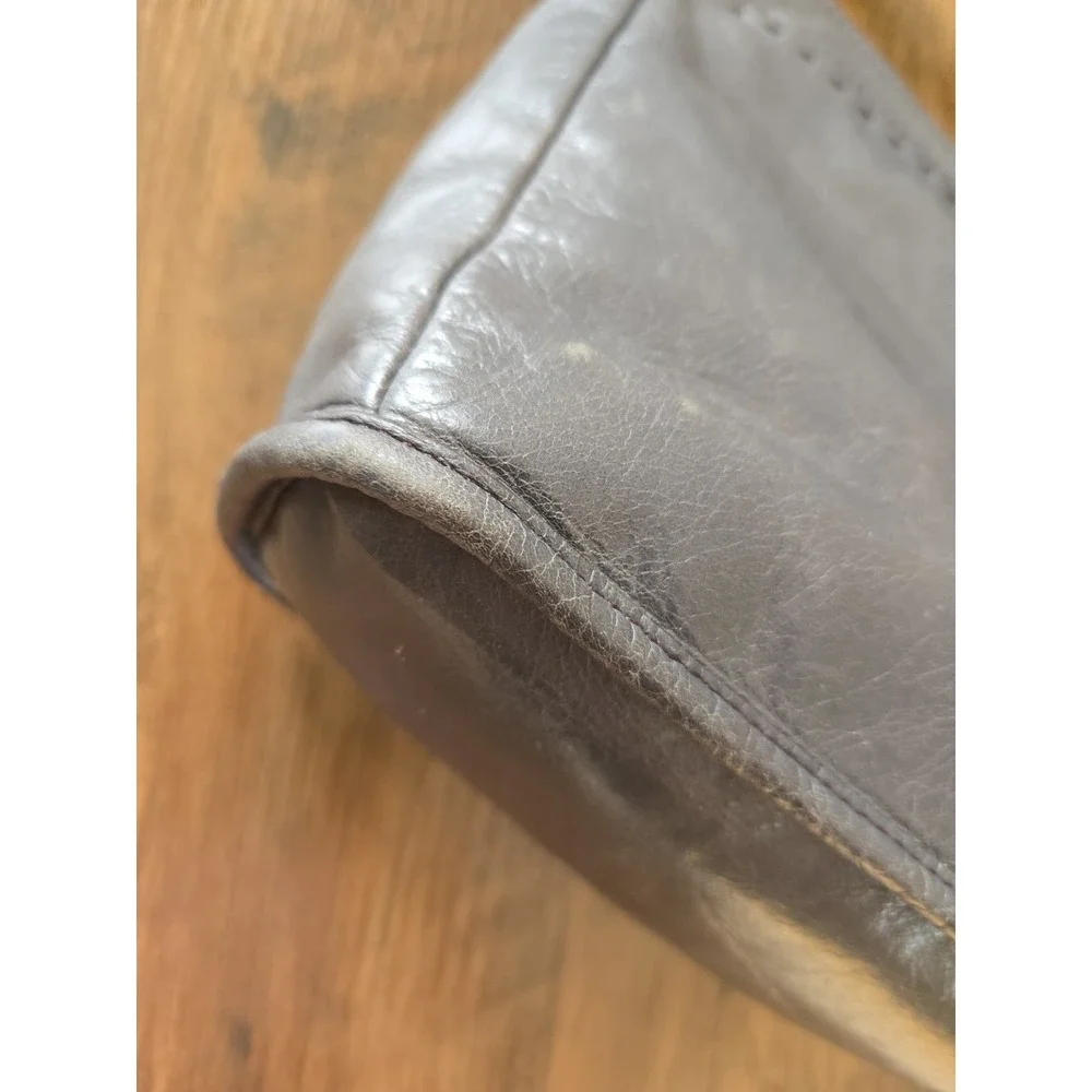 HOBO Aviva Gray Brown Leather Bag Crossbody Lined Zip Close Hobo International